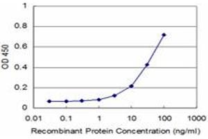Detection limit for recombinant GST tagged GHRL is approximately 3ng/ml as a capture antibody. (Ghrelin anticorps  (AA 24-117))
