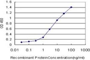 Detection limit for recombinant GST tagged NDE1 is approximately 0. (NDE1 anticorps  (AA 1-335))