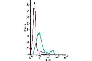 Cell surface detection of P2Y10 by indirect flow cytometry in live intact mouse  microglia cells: + goat-anti-rabbit-FITC.