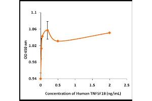 Activity Assay (AcA) image for Tumor Necrosis Factor (Ligand) Superfamily, Member 18 (TNFSF18) (Active) protein (ABIN5509483)