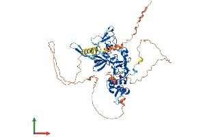 AlphaFold protein structure predicition of Mouse Recombinant Phf19 Protein, UniprotID Q9CXG9
