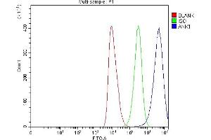 Flow Cytometry analysis of HEL cells using anti-Ankyrin Erythroid/ANK/ANK1 antibody (ABIN7599959).