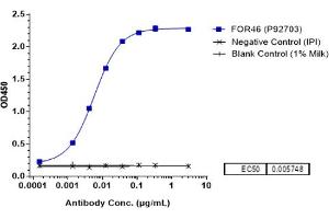 Human CD46, His Tag Protein at 2 μg/mL can bind Anti-CD46 Reference Antibody (FOR46) ,EC50=0. (Recombinant CD46 anticorps)