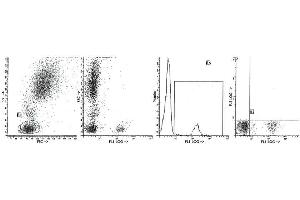 Staining with clone B-ly1 (CD20) monoclonal antibodies is illustrated by flow cytometry analysis of normal blood cells. (CD20 anticorps  (PE))