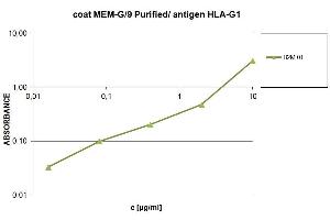 ELISA analysis of HLA-G and β2-microglobulin in supernatant of HLA-G transfectants with anti-β2-microglobulin (B2M-01) HRP as the detection antibody.