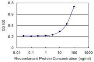 Detection limit for recombinant GST tagged ASF1B is 3 ng/ml as a capture antibody.