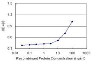 Sandwich ELISA detection sensitivity ranging from 10 ng/mL to 100 ng/mL. (HMBS (Humain) Matched Antibody Pair)