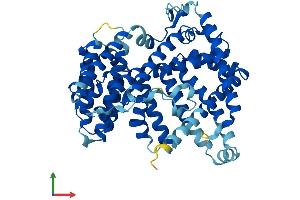 AlphaFold protein structure predicition of Human Recombinant HHATL Protein, UniprotID Q9HCP6