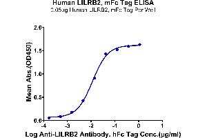 ELISA image for Leukocyte Immunoglobulin-Like Receptor, Subfamily B (With TM and ITIM Domains), Member 2 (LILRB2) (AA 22-458) protein (mFc Tag) (ABIN7275172)