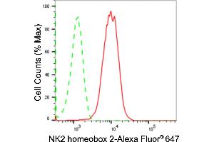 Flow cytometric analysis of NK2 homeobox 2 expression in HAP-1 cells using NK2 homeobox 2 antibody (ABIN7799610), 1:2,000).