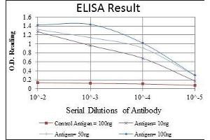 Red: Control Antigen (100 ng), Purple: Antigen (10 ng), Green: Antigen (50 ng), Blue: Antigen (100 ng),