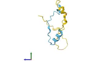 AlphaFold protein structure predicition of Human Recombinant CAMK2N1 Protein, UniprotID Q7Z7J9
