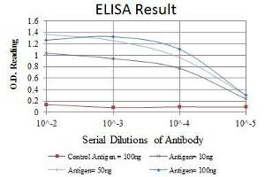 Red: Control Antigen (100 ng), Purple: Antigen (10 ng), Green: Antigen (50 ng), Blue: Antigen (100 ng),