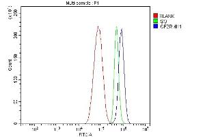 Flow Cytometry analysis of HepG2 cells using anti-IGF2R antibody (ABIN7601705).