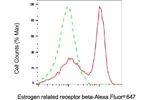 Flow cytometric analysis of Estrogen related receptor beta expression in Jurkat cells using Estrogen related receptor beta antibody (ABIN7798496), 1:2,000). (ESRRB anticorps)