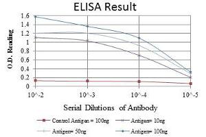 Red: Control Antigen (100 ng), Purple: Antigen (10 ng), Green: Antigen (50 ng), Blue: Antigen (100 ng),