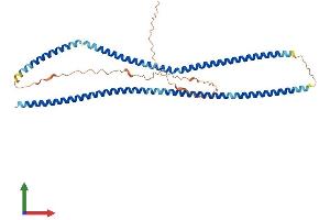 AlphaFold protein structure predicition of Mouse Recombinant Bfsp2 Protein, UniprotID Q6NVD9
