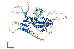 AlphaFold protein structure predicition of Mouse Recombinant Rgl3 Protein, UniprotID Q3UYI5
