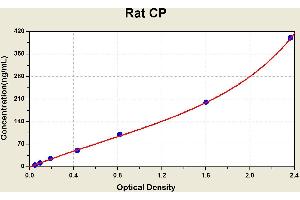 Diagramm of the ELISA kit to detect Rat CPwith the optical density on the x-axis and the concentration on the y-axis. (Ceruloplasmin Kit ELISA)