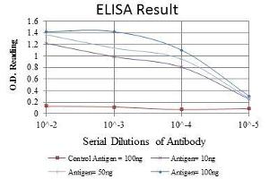 Red: Control Antigen (100 ng), Purple: Antigen (10 ng), Green: Antigen (50 ng), Blue: Antigen (100 ng),