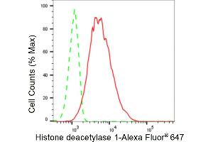 Flow cytometric analysis of Histone deacetylase 1 expression in C2C12 cells using Histone deacetylase 1 antibody (ABIN7798925), 1:2,000).