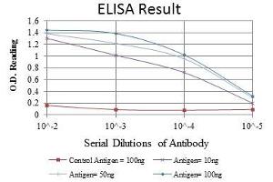 Red: Control Antigen (100 ng), Purple: Antigen (10 ng), Green: Antigen (50 ng), Blue: Antigen (100 ng),