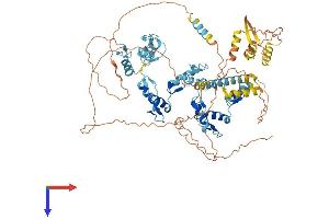 AlphaFold protein structure predicition of Mouse Recombinant Gzf1 Protein, UniprotID Q4VBD9