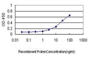Detection limit for recombinant GST tagged CAMKK1 is approximately 1ng/ml as a capture antibody.