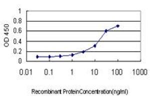 Detection limit for recombinant GST tagged MFN2 is approximately 1ng/ml as a capture antibody.