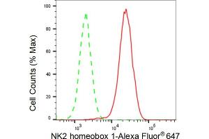 Flow cytometric analysis of NK2 homeobox 1 expression in HAP-1 cells using NK2 homeobox 1 antibody (ABIN7799608), 1:2,000). (Recombinant NKX2-1 anticorps)