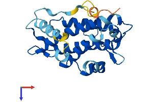 AlphaFold protein structure predicition of Mouse Recombinant Mob3c Protein, UniprotID Q8BJG4
