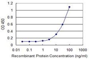 Detection limit for recombinant GST tagged ACOT8 is 1 ng/ml as a capture antibody.