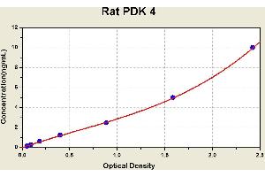 Diagramm of the ELISA kit to detect Rat PDK 4with the optical density on the x-axis and the concentration on the y-axis. (PDK4 Kit ELISA)