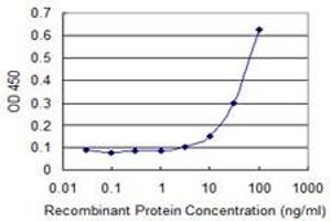 Detection limit for recombinant GST tagged FOXC2 is 3 ng/ml as a capture antibody.
