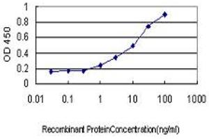 Detection limit for recombinant GST tagged AKT3 is approximately 1ng/ml as a capture antibody.