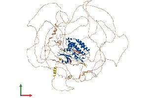 AlphaFold protein structure predicition of Mouse Recombinant Ttbk2 Protein, UniprotID Q3UVR3