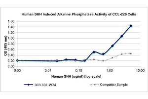 SDS-PAGE of Human Sonic Hedgehog Recombinant Protein Bioactivity of Human Sonic Hedgehog Recombinant Protein. (Sonic Hedgehog Protein (SHH))