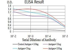 Black line: Control Antigen (100 ng);Purple line: Antigen (10ng); Blue line: Antigen (50 ng); Red line:Antigen (100 ng)
