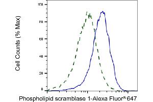 Validation of Phospholipid scramblase 1 knockdown using flow cytometry.