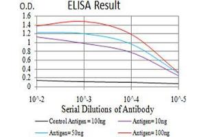 Black line: Control Antigen (100 ng);Purple line: Antigen (10ng); Blue line: Antigen (50 ng); Red line:Antigen (100 ng)