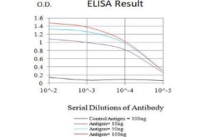 Black line: Control Antigen (100 ng),Purple line: Antigen (10 ng), Blue line: Antigen (50 ng), Red line:Antigen (100 ng)