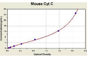 Diagramm of the ELISA kit to detect Mouse Cyt Cwith the optical density on the x-axis and the concentration on the y-axis.