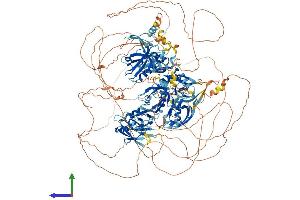 AlphaFold protein structure predicition of Mouse Recombinant Magi3 Protein, UniprotID Q9EQJ9