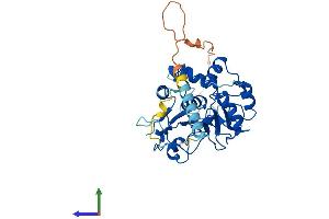 AlphaFold protein structure predicition of Mouse Recombinant St3gal2 Protein, UniprotID Q11204