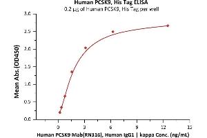 Immobilized Human PCSK9, His Tag (ABIN2181580,ABIN2181579) at 1 μg/mL (100 μL/well) on His Tag Antibody, mAb, Mouse precoated (0.