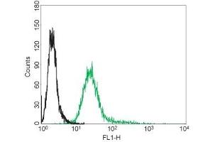 Cell surface detection of p75NTR in live intact rat glioma C6 cells: (black line) Unstained cells.