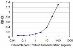 Detection limit for recombinant GST tagged ADAMDEC1 is approximately 1ng/ml as a capture antibody. (ADAMDEC1 anticorps  (AA 361-470))