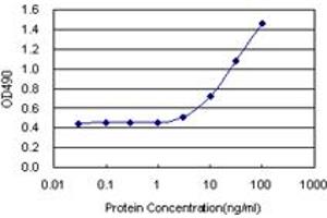 Sandwich ELISA detection sensitivity ranging from 3 ng/mL to 100 ng/mL. (GTF2E1 (Humain) Matched Antibody Pair)