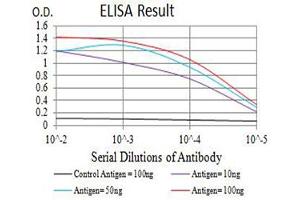 Black line: Control Antigen (100 ng),Purple line: Antigen (10 ng), Blue line: Antigen (50 ng), Red line:Antigen (100 ng)