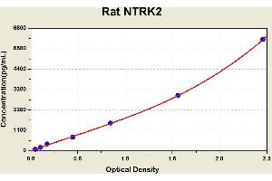 Diagramm of the ELISA kit to detect Rat NTRK2with the optical density on the x-axis and the concentration on the y-axis. (TRKB Kit ELISA)